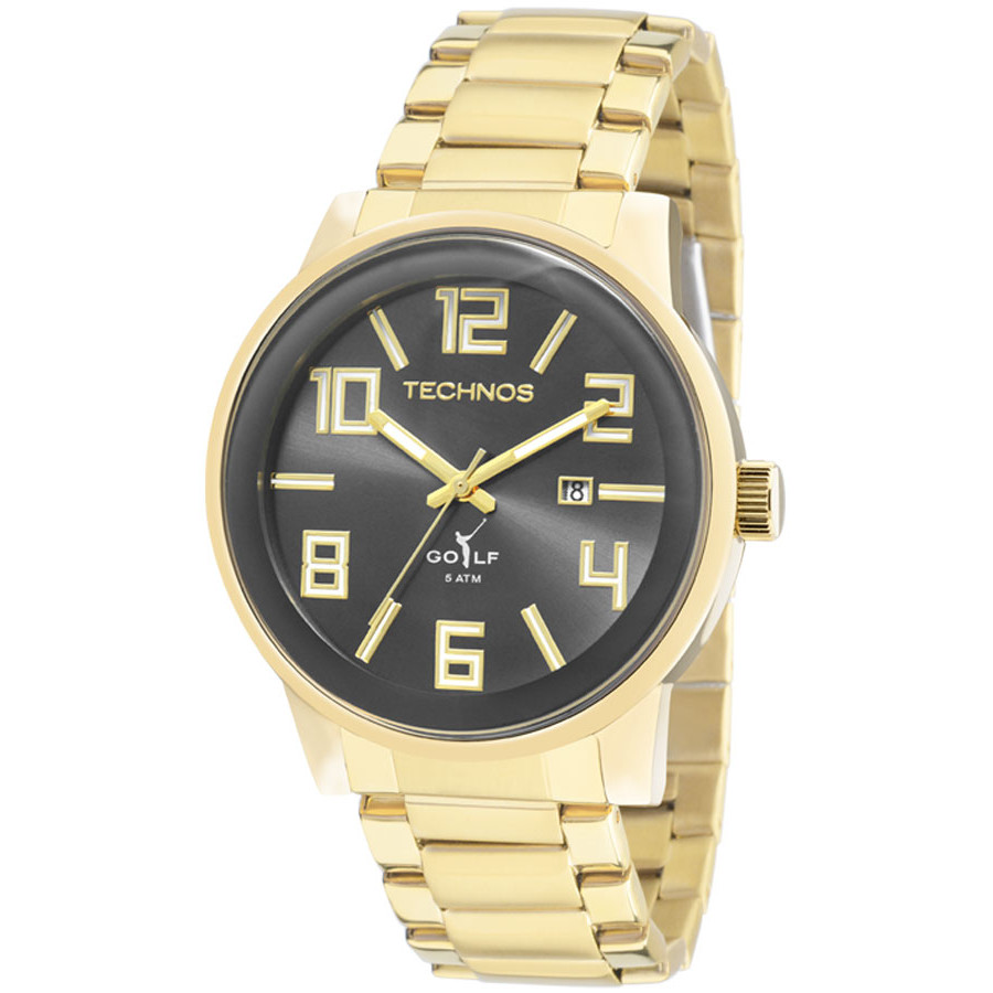 Relógio Technos Masculino Dourado Classic Golf 2115KQU/4C