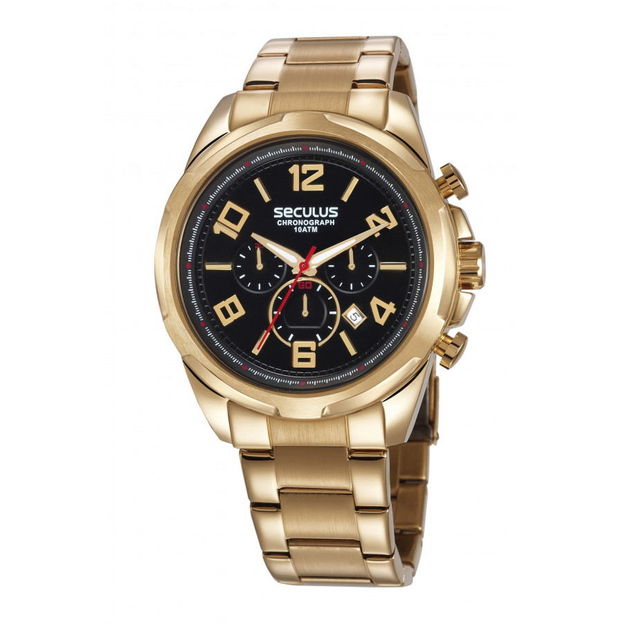 Relógio seculus chronograph dourado clearance