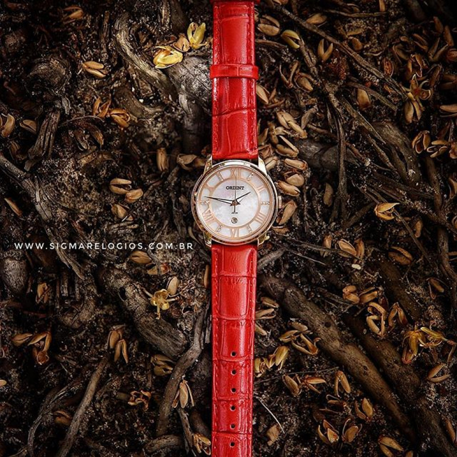 Relógio orient feminino pulseira de couro Clearance
