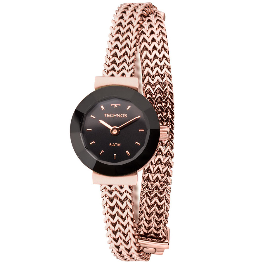 Relogio rose com pulseira preta clearance