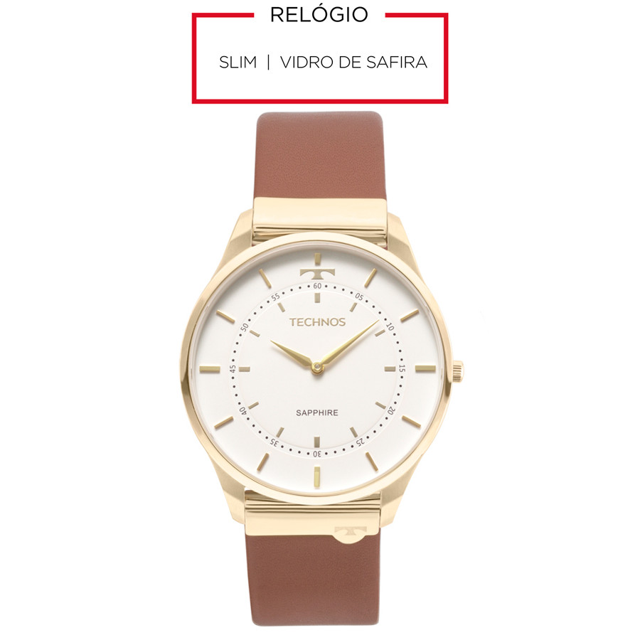 Relógio technos feminino pulseira de couro Outlet