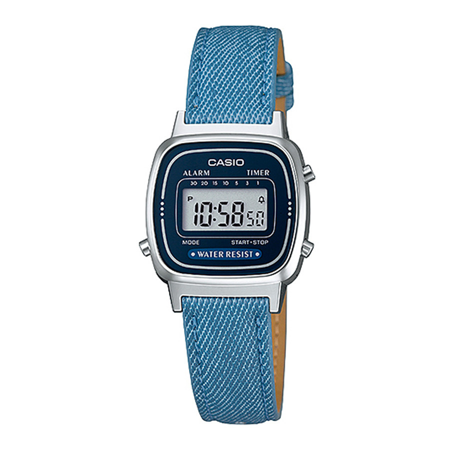 Relógio Casio Prateado Vintage Digital LA670WL2A2DF Com Pulseira de Couro
