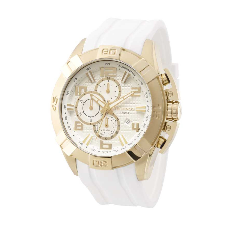 Relogio dourado pulseira de borracha