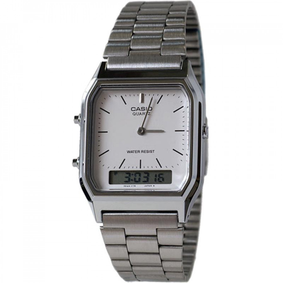 Relógio Casio Prateado Vintage Analógico e digital AQ230A7DMQU