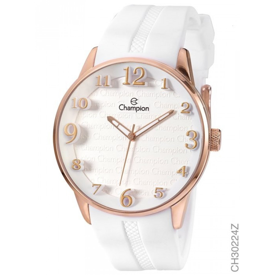 Relogio Champion Com Pulseira De Silicone Branca Ch30224z Aço inoxidável cor da pulseira: champion