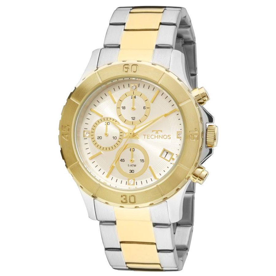 Relogio technos feminino prata com dourado Clearance