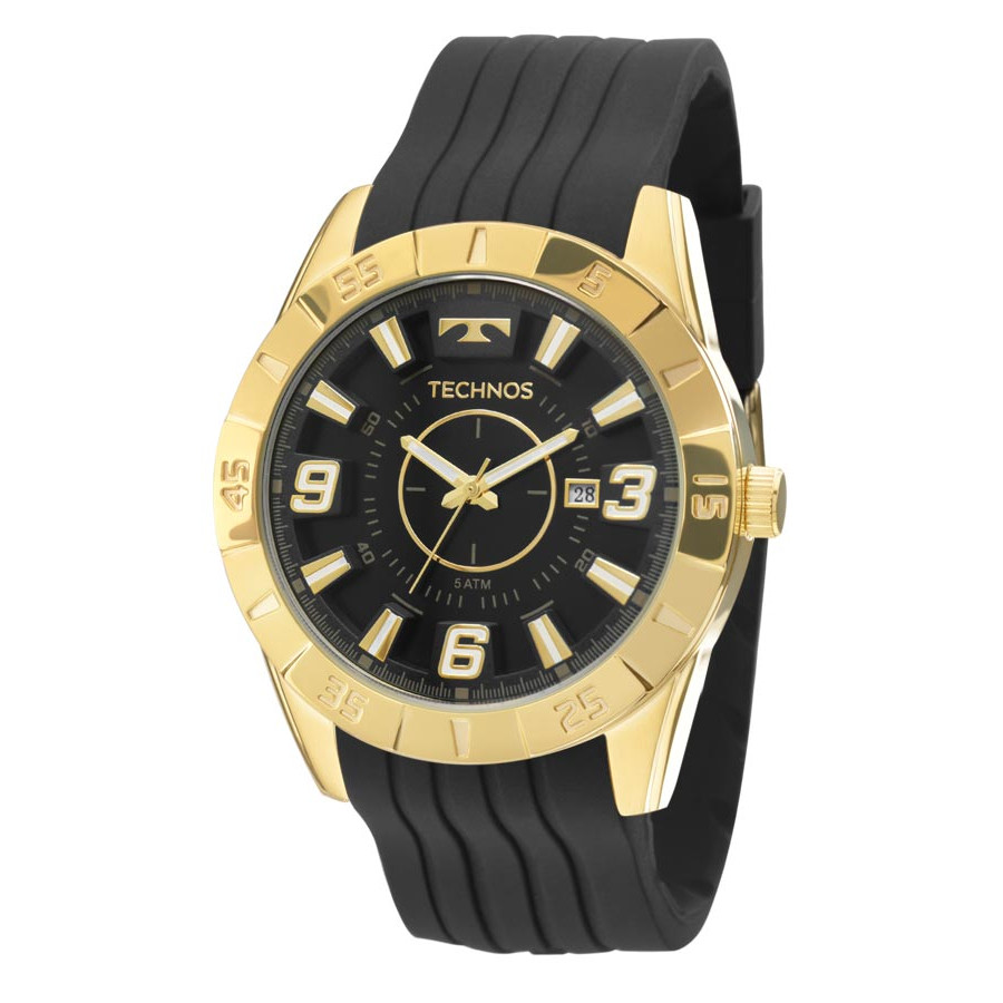 Relógio technos preto com dourado clearance