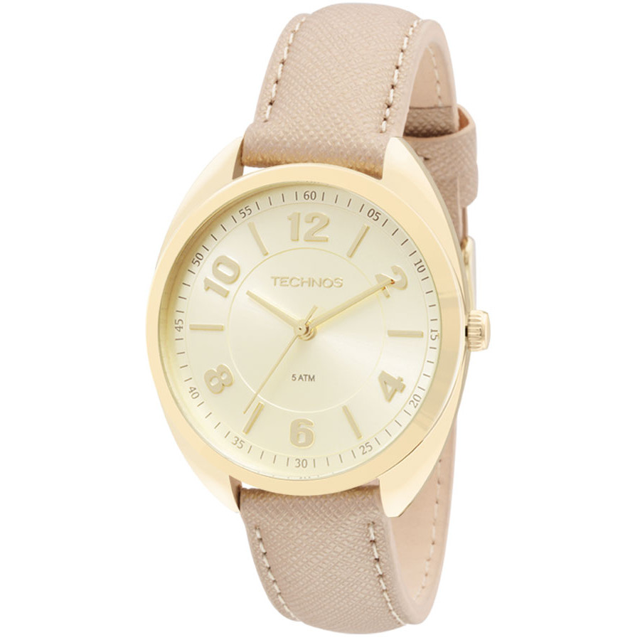 Relógio technos feminino pulseira de couro Outlet