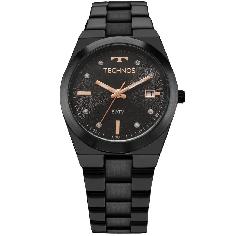 Relógio preto feminino technos clearance