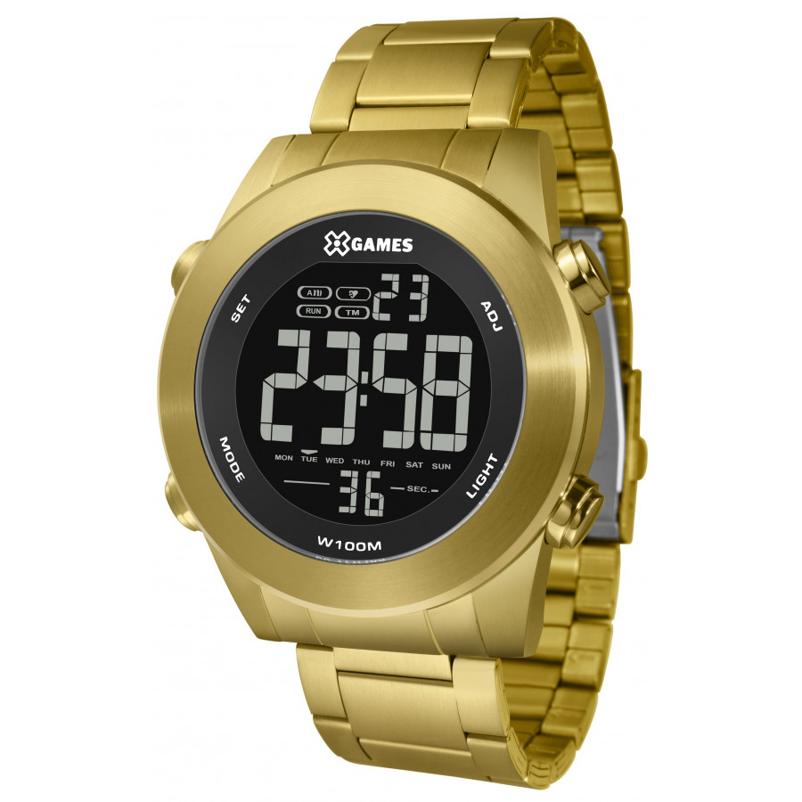 Relogio x games dourado digital